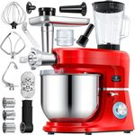 KESSER K-KM 3000 3 in 1 Universal Küchenmaschine, 1500W, 5,5L Schüssel, inkl. Fleischwolf, 3 Rührwerkzeuge, 1,5L Entsafter, Wurst Set Pasta & Plätzchenformen, rot - Preisvergleich