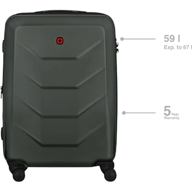 WENGER Prymo Medium Hartschalenkoffer mit 4 Rollen, Trolley, erweiterbar, 59 (67) l, Sicherheitsschloss, anthrazit – Bild 2