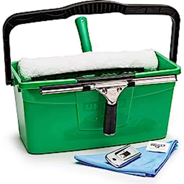 Unger PRO Komplett-Set 5in1 (inkl. Einwascher, Fensterwischer, Mikrofasertuch, Sicherheitsschaber, Eimer 18 l, für professionelle Fensterreinigung/Glasreinigung) AKG16 – Bild 1