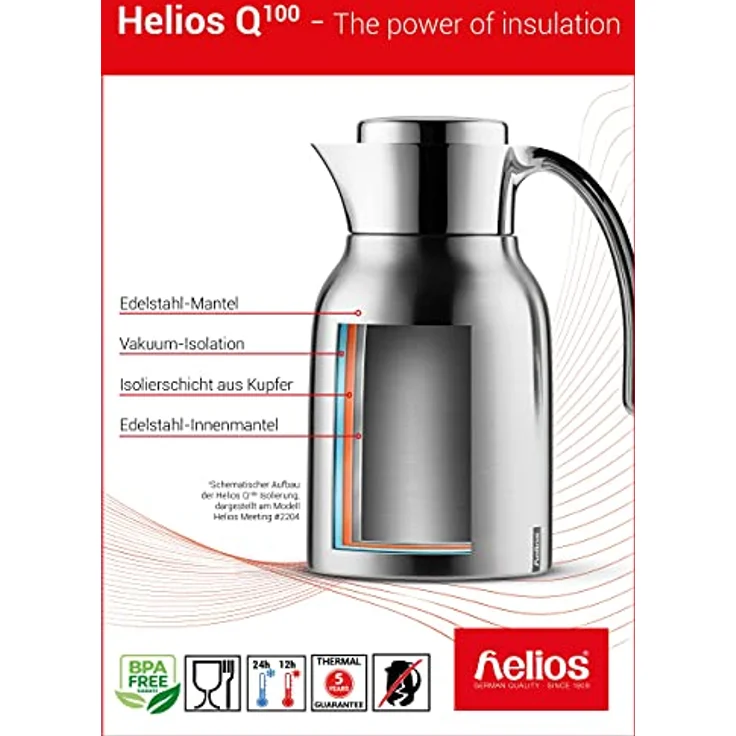 Helios Brilliant Edelstahl-Isolierkanne, poliert, 0,6 Liter – Bild 8