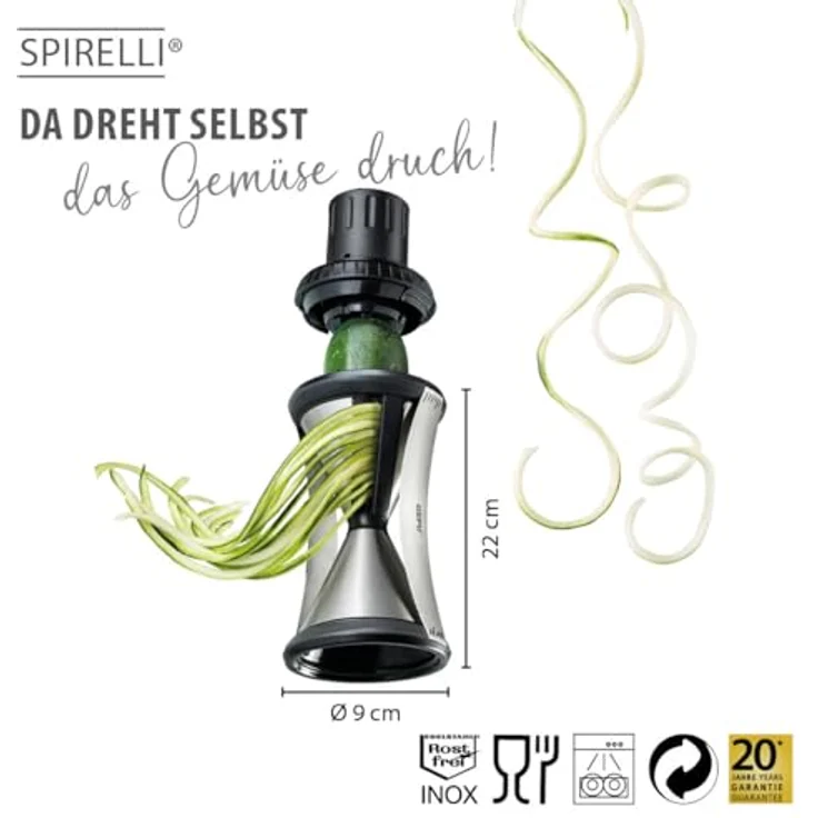 Original Gefu Spiralschneider 13700 - Perfekte Gemüsespaghetti im Handumdrehen dank Spirelli XL ? Profi Küchenhelfer – Bild 4