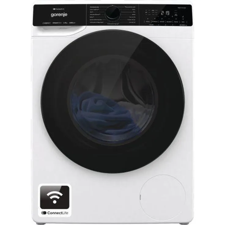 GORENJE Waschmaschine 1400 U/min, 9 kg, WLAN, Energieeffizienzklasse A, weiß-silber