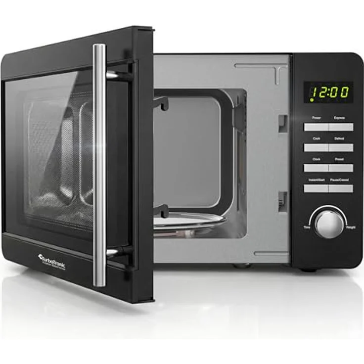 TurboTronic TT-MW20 Digitale Mikrowelle, 700 Watt, 8 Automatik-Kochprogramme, 5 Stufen, 30s Quickstart, LED-Display, Kindersicherung, Schwarz – Bild 3