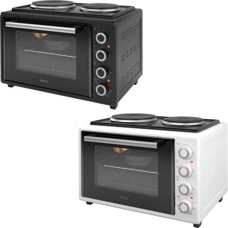 ECG Minibackofen ETH, 35 Liter Innenraum, 1500 W und 1000 W Kochplatten, Innenbeleuchtung