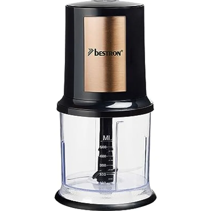 Bestron elektrischer Multi-Zerkleinerer, Universalzerkleinerer mit zwei Schneidemessern & 500ml Kapazität, große Pulstaste, 400 Watt, Farbe: Kupfer – Bild 2