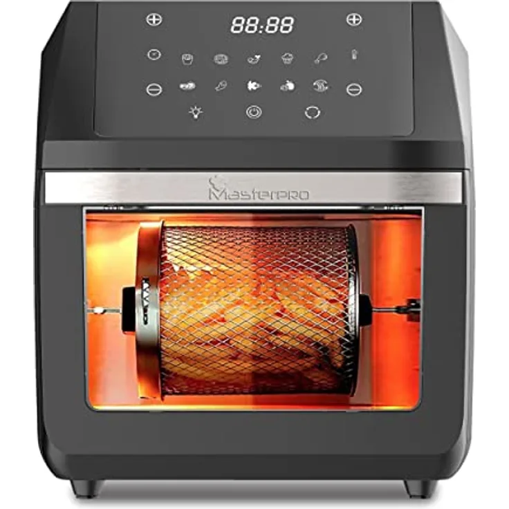 MasterPRO Rocket 1100 | Heißluftfritteuse und Backofen Ölfrei | Fritteuse | 11 L und 1800 Watt | LED-Touchscreen und Antihaftbeschichteter Korb | Schwarz | Einstellbare Temperatur 80-200ºC