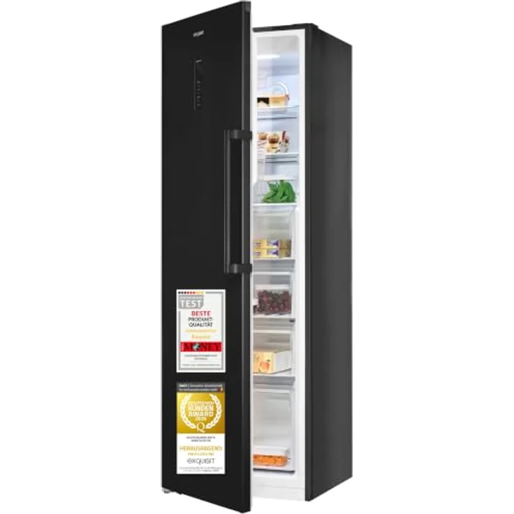 Exquisit GS5295-NF-H-040C, Gefrierschrank mit 274 l, No Frost, elektronisch, Energieklasse C, 39 dB, Inoxlook-az – Bild 1