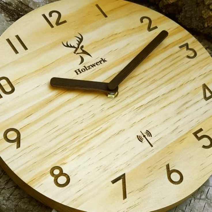 Holzwerk Germany Wanduhr Vintage 25 cm Braun, lautloses Uhrwerk ohne Tickgeräusche, handgefertigtes Massivholz – Bild 5