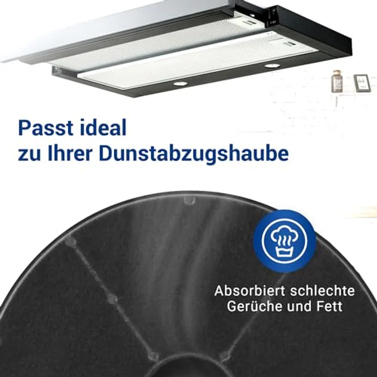 VIOKS Aktivkohlefilter Dunstabzugshaube Set 4 Stk 170mmØ Ersatz für Oranier Aktivkohlefilter KSC 700 - Kohlefilter für Dunstabzugshauben Gorenje DKF2500, DKF500M / MAN Leo, Mini, Jupiter, Corona - Kunststoff mit Flies, 170 mm Durchmesser, 6-8 Monate Wechselintervall – Bild 2