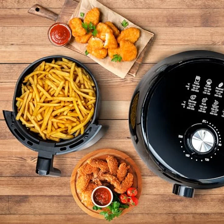 alpina Heißluftfritteuse 24640, 3,5L, 1400W, Temperatur einstellbar 80-200°C, für 3-5 Personen, Timer bis 60 Min, spülmaschinenfreundlich, schwarz – Bild 8