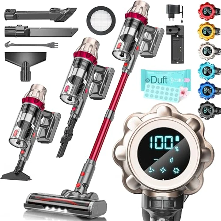 KESSER® Akku Staubsauger STS34, kabellos mit 70 Min. Laufzeit, HEPA-Filter, Anti-Tangle-Bodenbürste für Hartböden und Teppich, LED-Display – Bild 1