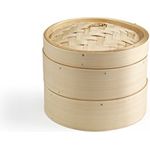 Ken Hom Bambus Dampfgarer Excellence, 20cm, 2-stöckiger asiatischer Dämpfkorb mit Deckel für Dim Sum, Gemüse und Fleisch, nicht spülmaschinenfest
