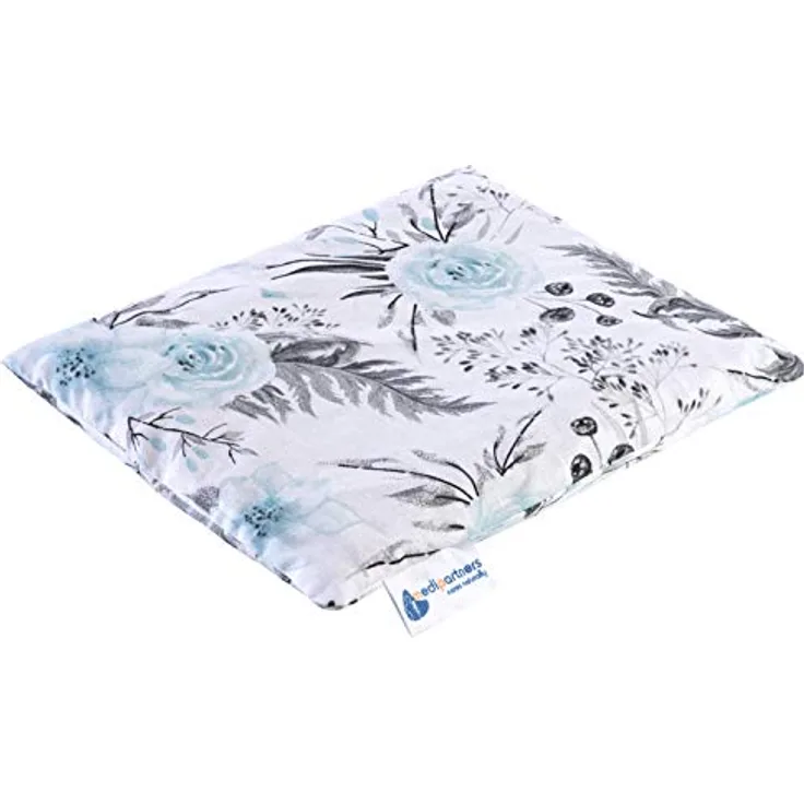 Medi Partners Kirschkernkissen Körnerkissen groß Wärmekissen 500g Rechteck 20x25cm Öko Natur 100% Baumwolle Wärme + Kältetherapie Massagetherapie (Graue Blumen)