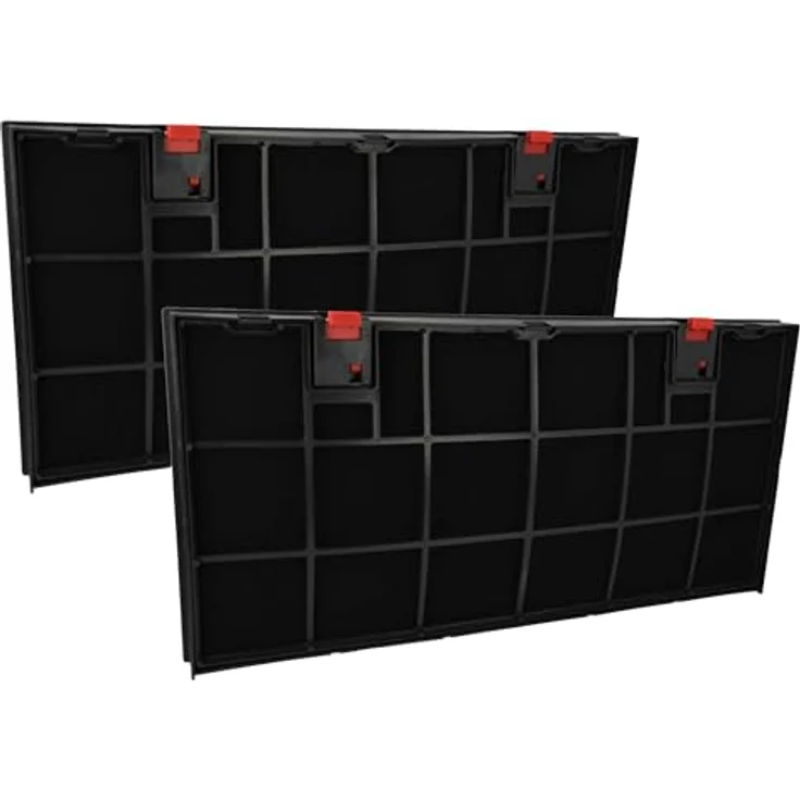 vhbw 2x Aktivkohlefilter kompatibel mit AEG 710D-W/CH, 710D-W/S, 760DD, 760D-B, 760D-B/CH, 760D-D/CH Dunstabzugshaube - Aktivkohle, 43 x 21,2 x 2,7 cm, schwarz – Bild 1