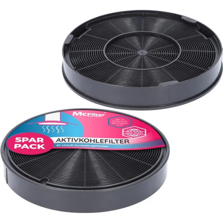 McFilter Aktivkohlefilter 2x Kohlefilter, passend für EFF62, Franke 112.0016.755, AEG, Bosch/Siemens, Miele, Rund, Durchmesser 196 mm