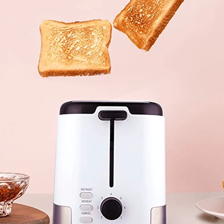TESLA TS300BWX Toaster (800 W, 2 Scheiben, Nichrom-Draht-Heizung, herausnehmbare Krümelschublade, Auftauen, Aufwärmen) (Weiß-Inox-Schwarz) – Bild 2