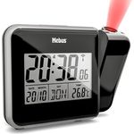 Mebus 42425 Projektions-Funkwecker, mit roter Uhrzeitprojektion, Innenthermometer und blauer Hintergrundbeleuchtung