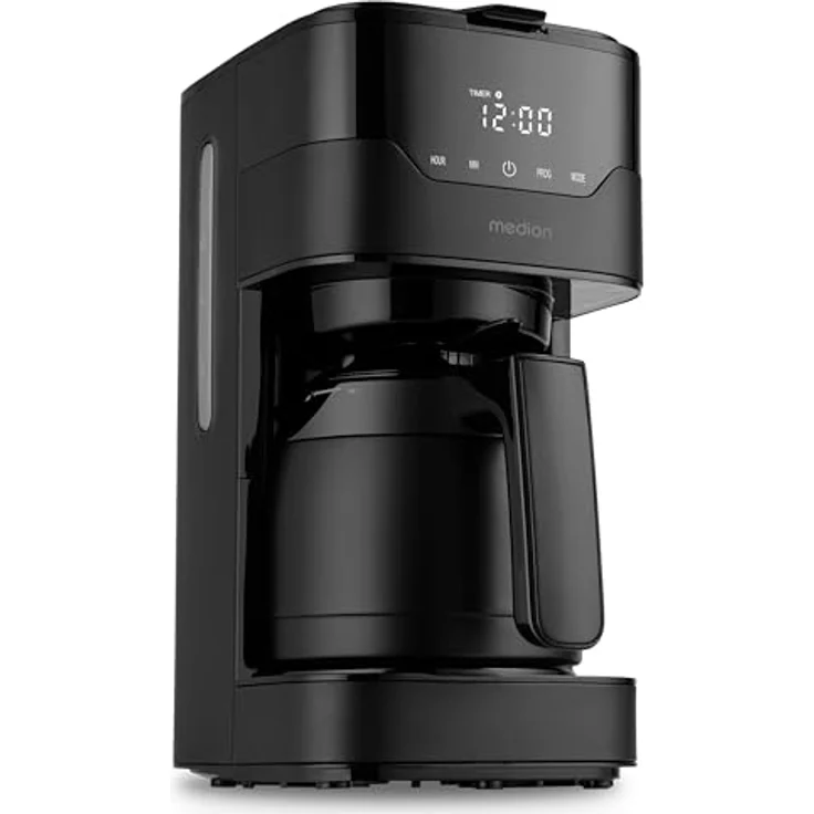 MEDION MD18458 Kaffeemaschine mit Thermoskanne und Timer, 8 Tassen, 1,2 Liter, 900 Watt, schwarz – Bild 1