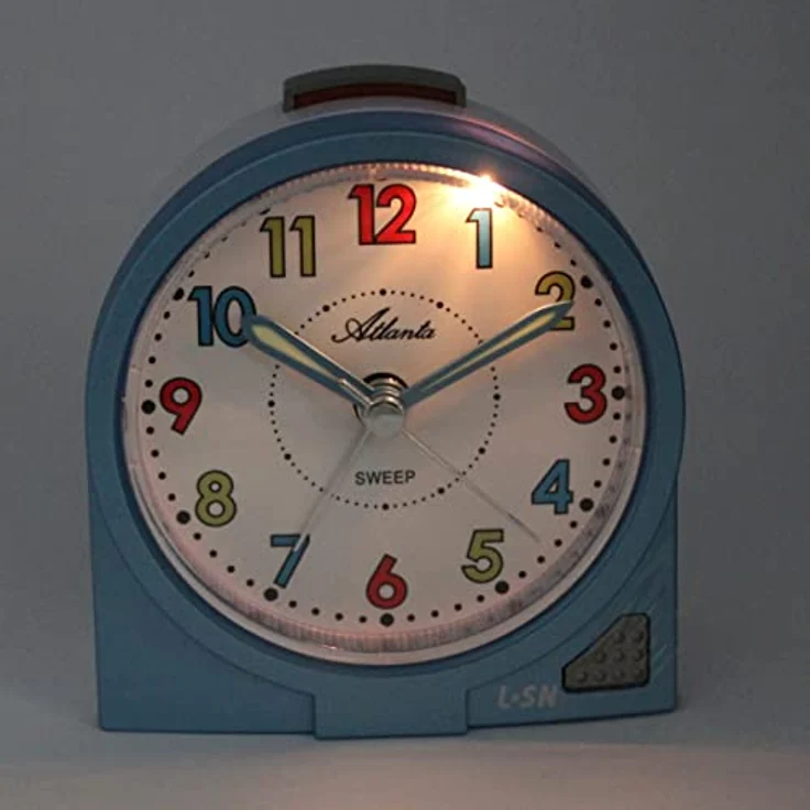 Atlanta Kinderwecker 2127/5, analoger Wecker mit Crescendoalarm, hellblau-weiß, ideal als Geschenk – Bild 3