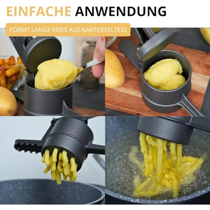 Westmark Kartoffelpresse Black Edition, Spätzlepresse und Spaghettieispresse mit griffiger Spezialbeschichtung, für Kartoffel, Spätzle & Pommes, anthrazit, 41 cm – Bild 3
