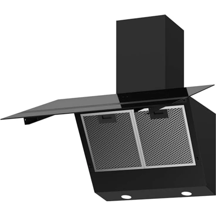 Oranier ALIS75S2, Kopffrei-Wandhaube 75 cm, schwarze Dunstabzugshaube mit LED-Beleuchtung, 3 Leistungsstufen, Touch-Control – Bild 2