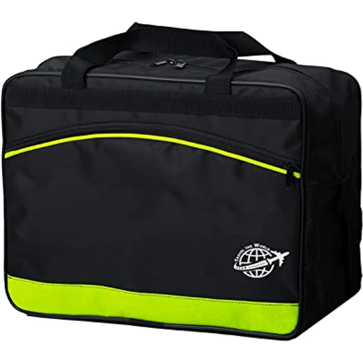 BAMBINIWELT Reisetasche HANDGEPÄCK Boardgepäck Bordcase 40x20x25 40x30x20 Ryanair Wizzair, Reisetasche, Weekender (groß (40x30x20), schwarz-hellgrün) – Bild 1