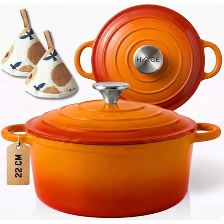Torvon Bräter Gusseisen-Topf emailliert, 22 cm, orange – Bild 1