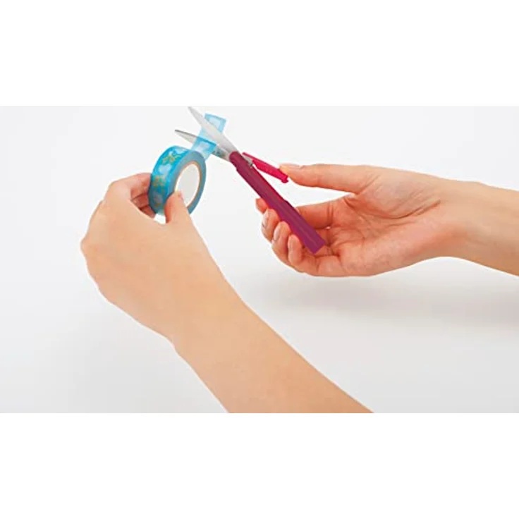 Reiseschere mit beschichteten Schneiden, Taschenschere antihaft, Sicherheitsverschluss mit Kappe, stiftform, Weinrot – Bild 5