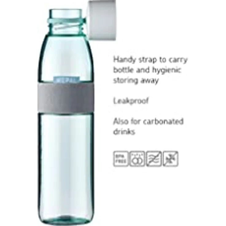 Mepal – Trinkflasche Ellipse Vivid Blue – 700 ml Inhalt – auch für kohlensäurehaltige Getränke – bruchfestes Material - auslaufsicher - Spülmaschinengeeignet – Bild 2
