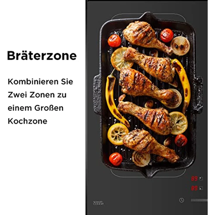 Midea KI500IX Induktionskochfeld 60 cm, Induktionskochplatte mit Bräterzone,9 Stufen,Touch- Steuerung,Pfannensensor,Restwärmeanzeige,ReStart,Kindersicherung,7000W Kochfeld Induktion mit Power Boost – Bild 3