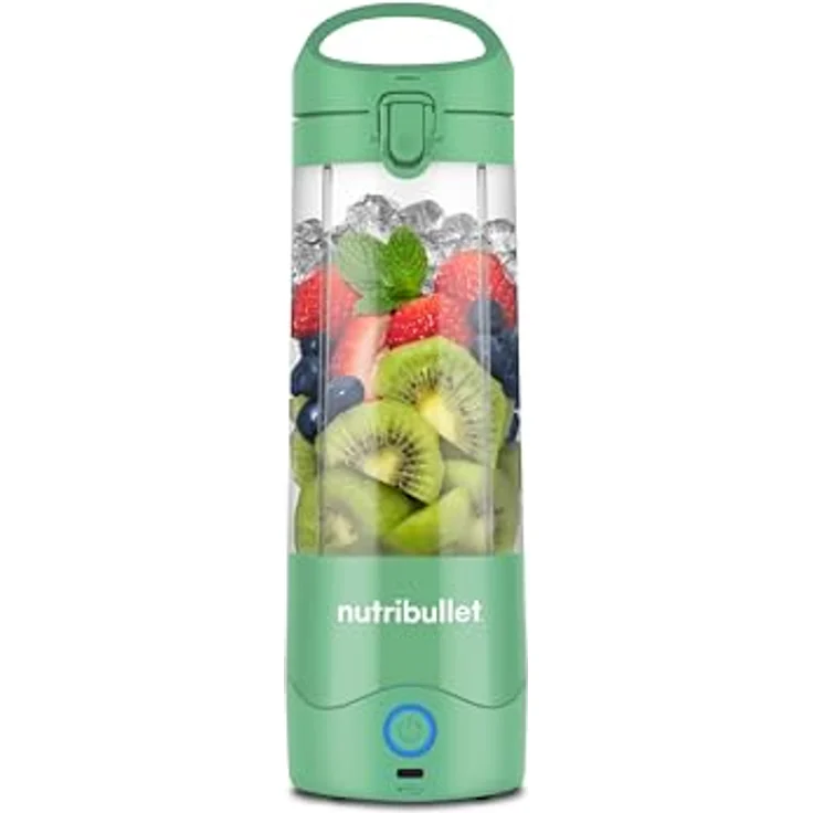 NutriBullet Portable NBP003LG, tragbarer Mixer 475ml, wiederaufladbar, 4-Klingen-Messer, Tritanbecher, USB-C Aufladung, Hellgrün – Bild 1