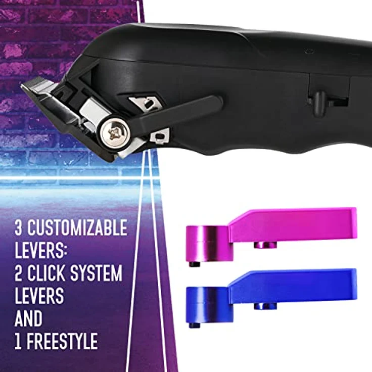 STYLECRAFT Rebel Professional Herrenhaarschneider von Gamma Più, kabellos mit Rotationsmotor, verstellbare Klinge, 8 Kämme, 3 Austauschbare Abdeckungen, DLC Black Diamond Carbon Klinge – Bild 4