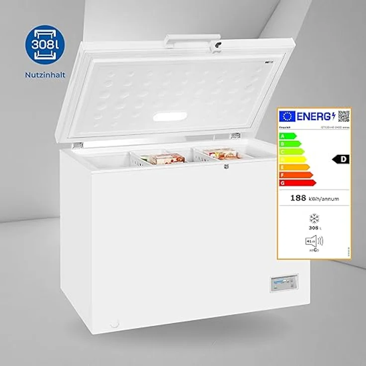 Exquisit Gefriertruhe GT320-HE-040D weiss | Tiefkühltruhe 308 Liter Nutzinhalt | Schnellgefrierfunktion | Kühltruhe 2-in-1 Gerät | Deep Freezer 4 Sterne – Bild 2
