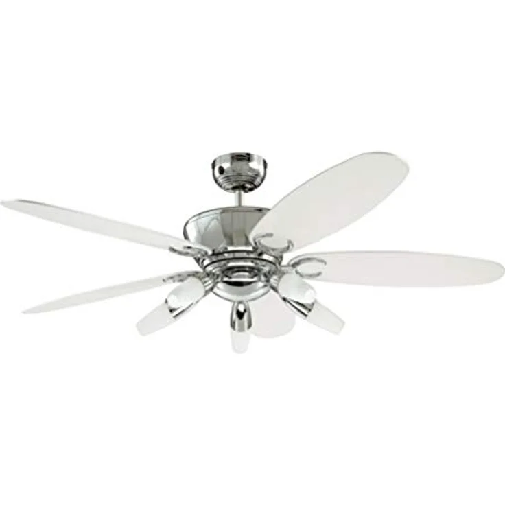 Westinghouse Lighting 132 cm Deckenventilator Arius 72559 mit fünf Leuchten und fünf Flügeln, Ausführung in Chrom mit Opalmilchglas, 7255940 – Bild 2