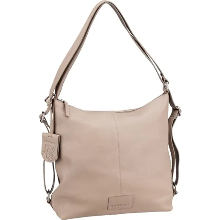Burkely Soft Skylar Backpack Hobo, Handtasche in Grau, vielseitig tragbar als Rucksack oder Schultertasche, hochwertiges Rindsleder