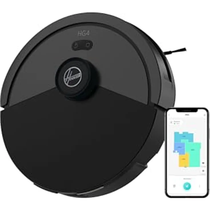 Hoover HG4 Saugroboter - Staubsauger Roboter mit bis zu 4000Pa Saugkraft, Lasernavigation & App-Steuerung - Roboterstaubsauger mit Ladestation mit automatischer Rückkehr & Hindernissensor [HG410D]