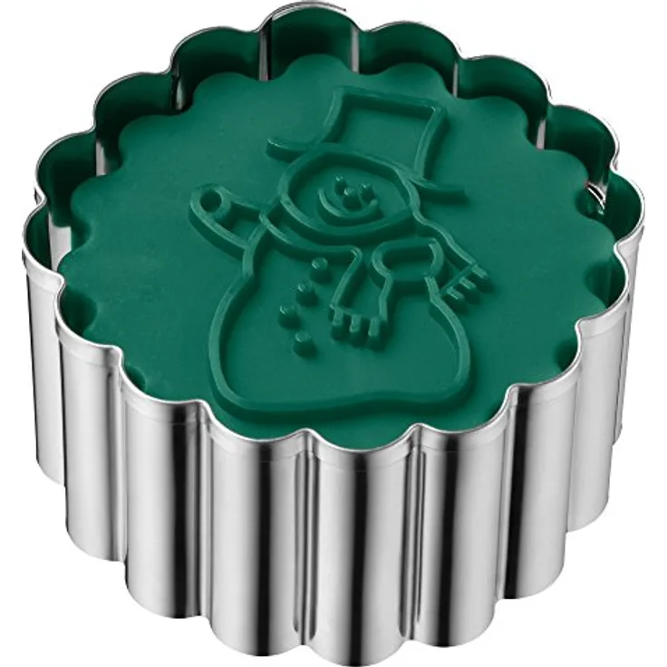 Kaiser Plätzchen Ausstecher mit Keksstempel, Schneemann, Edelstahl, Ausstechform für Kekse, 6,5 cm