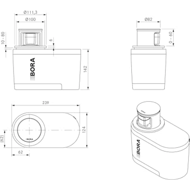 Bora Vakuumierer, automatischer Vakuumierkopf 400mm, inklusive 1l und 2l Vakuumierboxen, audiovisuelles Bedienkonzept, max. Vakuumierdruck -90 kPa – Bild 11