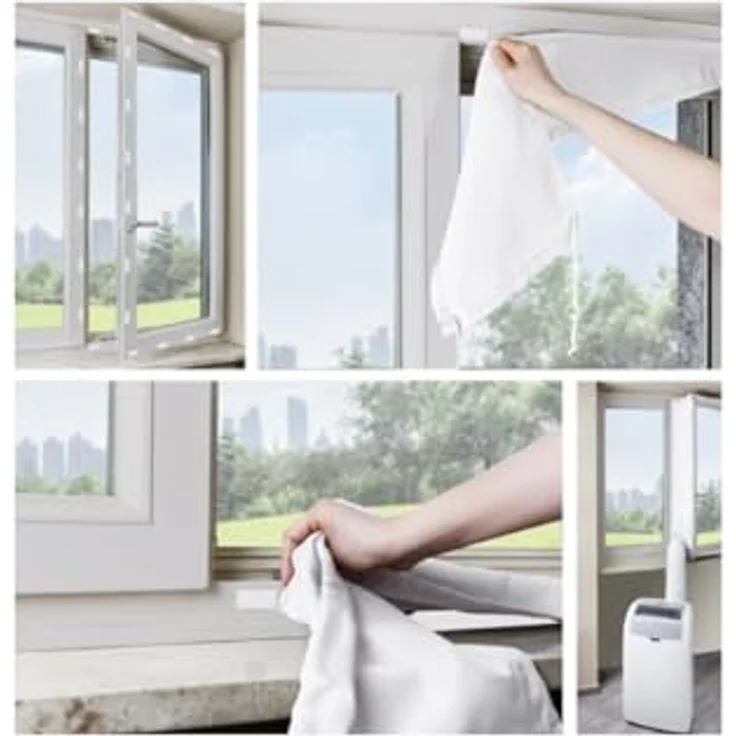 Whirlpool Universal Tür-/Fenster-Kitt, Dichtungsset für mobile Klimaanlagen, Weiß, für Fenster bis 140 cm und Türen bis 220 cm – Bild 4
