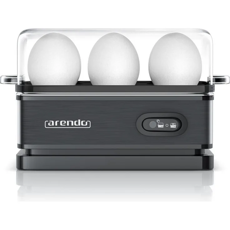 Arendo Sixcook, Eierkocher 6-fach aus Edelstahl, individuell wählbarer Härtegrad, Warmhaltefunktion, 400 W, für bis zu 6 Eier