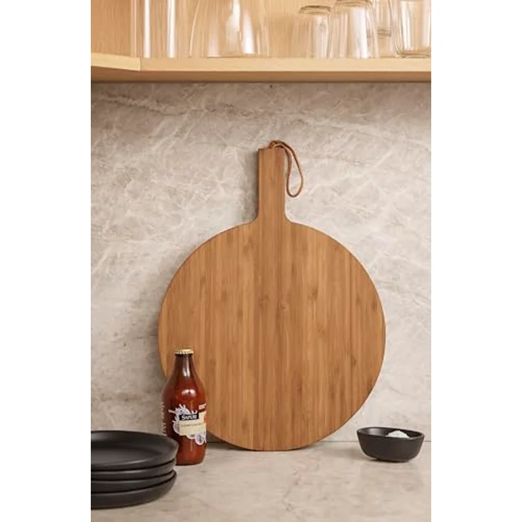 Eva Solo Schneidebrett Nordic Kitchen, FSC-zertifiziertes Bambusbrett, 35 cm x 46 cm, braun mit Lederriemen – Bild 6