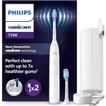 Philips Sonicare 7100 elektrische Zahnbürste, Schallzahnbürste mit App, 4 Putzmodi und 3 Intensitätsstufen, Andruckkontrolle, EasyStart, SmarTimer und BrushPacer, Weiß