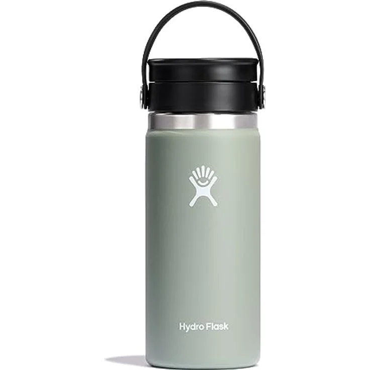 HYDRO FLASK - Reise-Thermos 473ml (16 oz) - Vakuumisolierter Edelstahl-Thermos - Auslaufsicher Flex-Trinkdeckel - Thermos für Kaffee - Größe Öffnung - Agave – Bild 1