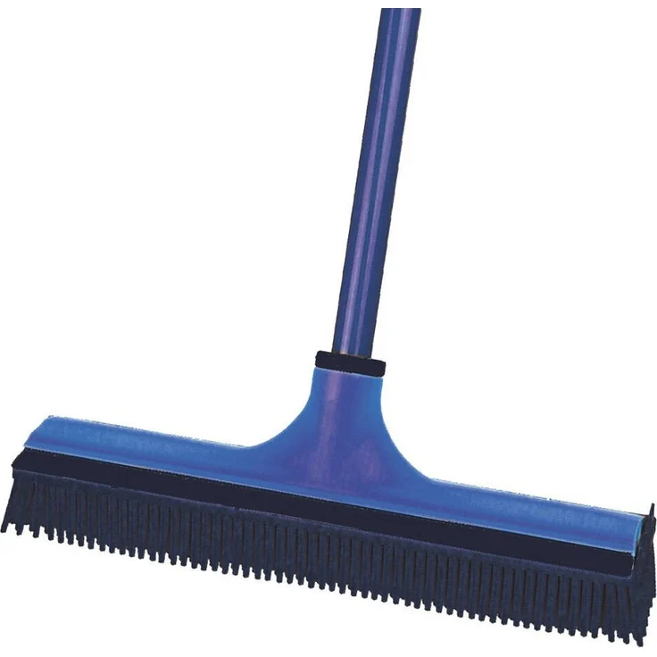 Schecker Kehrgarnitur Anti Haarbesen incl. Teleskopstiel - blau, Stiel verstellbar von 80 - 150 cm, Besenbreite: 33 cm – Bild 1
