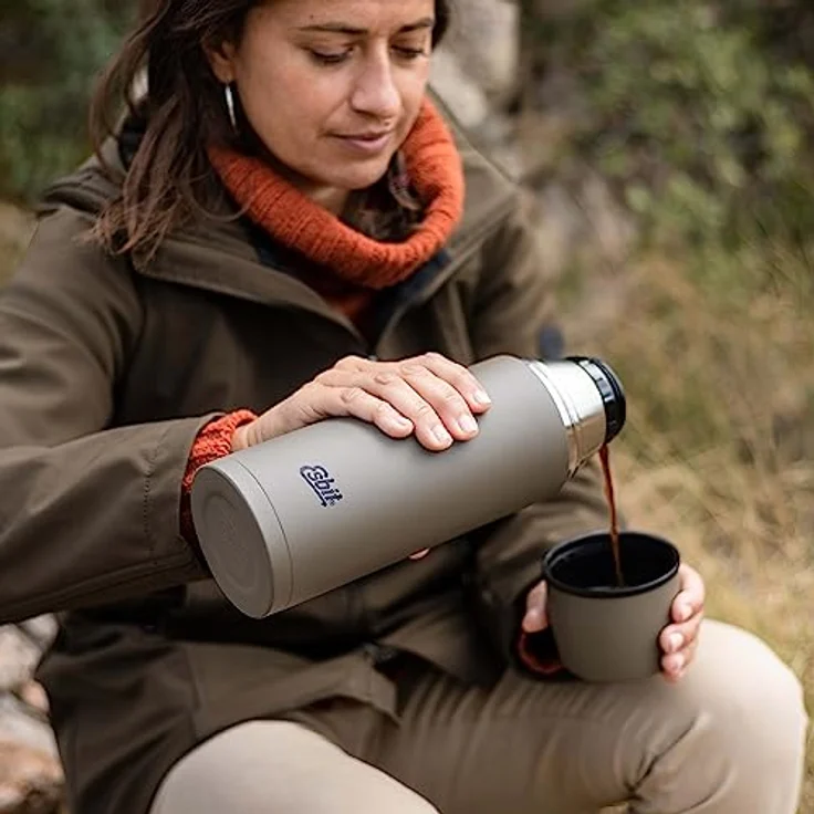 Esbit Isolierflasche | Edelstahl | BPA-Frei | Schwarz, Oliv, Weiß | 1L & mehr | Reise, Outdoor, Angeln | Tee, Kaffee – Bild 8