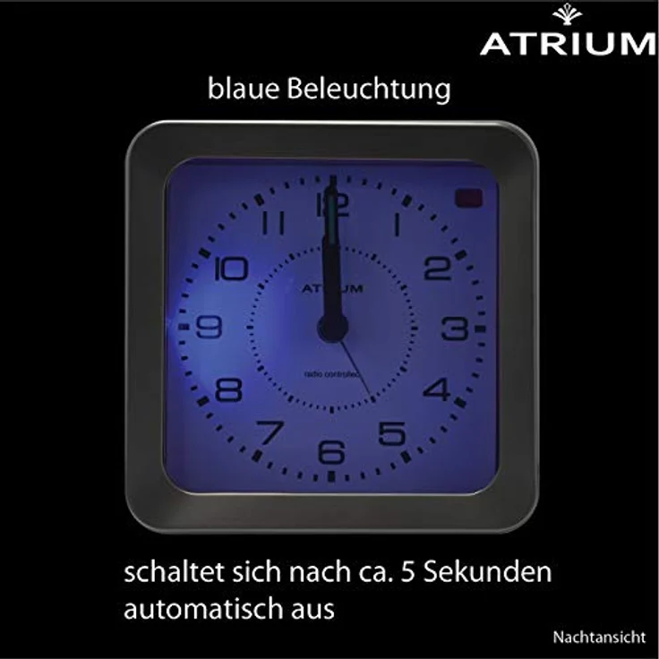 Atrium A660-19 Funkwecker Analog Quarz, lautlos ohne Ticken, mit Licht und Snooze, Silber – Bild 5