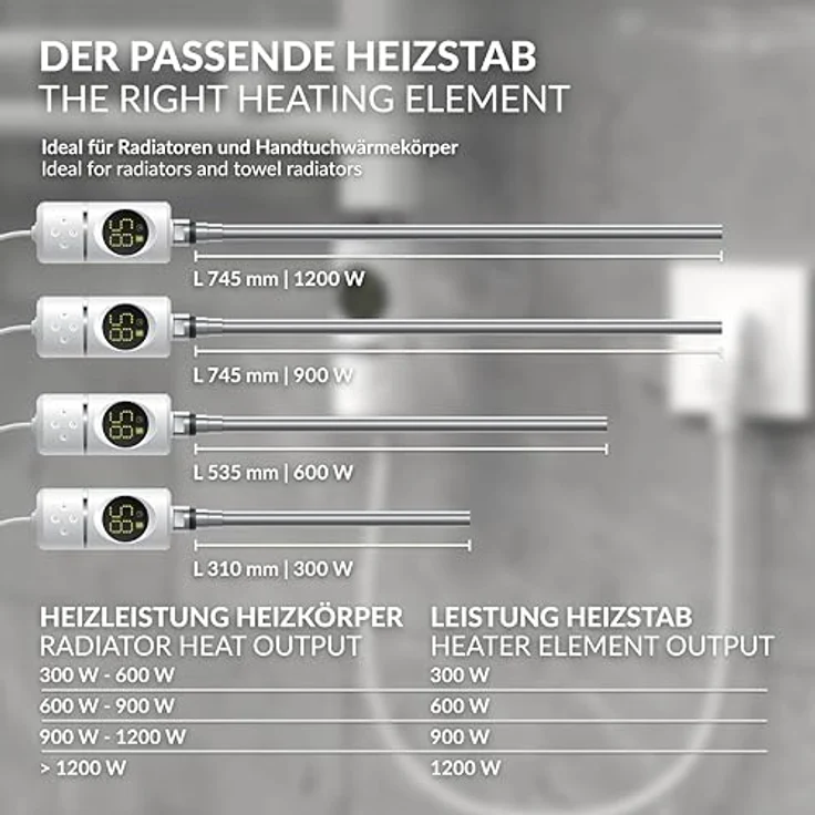 LuxeBath Heizstab 600W Weiß, mit Thermostat und LCD Bildschirm Temperaturregler, korrosionsbeständig, schnelle Aufheizzeit – Bild 6