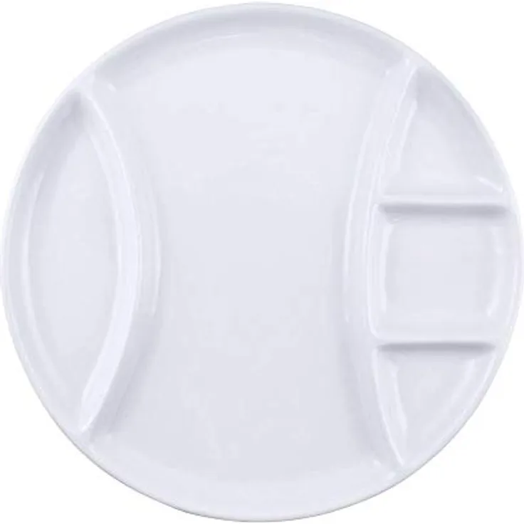 Raclette/Fondue plates, round, Weiß, set of 4
