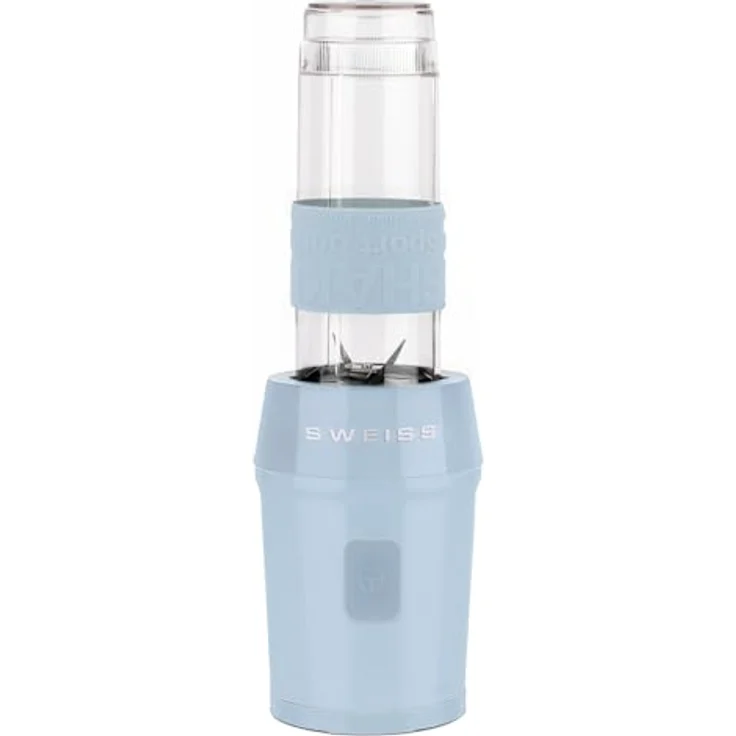 SWEISS Mini-Blender MOOV6, tragbarer Mixer mit 300 W, 2 Trinkflaschen à 570 ml, 4 Edelstahlklingen, spülmaschinengeeignet, Blau – Bild 2