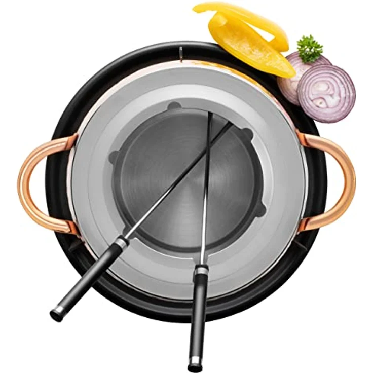 MÄSER 931931 Fondue Set für 6 Personen, ideal für Fleischfondue, 11-teiliges Fondueset in Farbe Kupfer inklusive Fonduegabeln und Fonduebrenner, im hübschen Geschenkkarton, Edelstahl, 2 liters – Bild 2